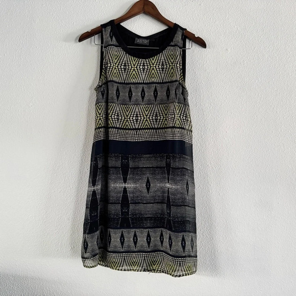 ASTR Tank Dress Racer Back Sheer Dress Geometric Small Aztec #ADR92810 Cocktail - Picture 13 of 13